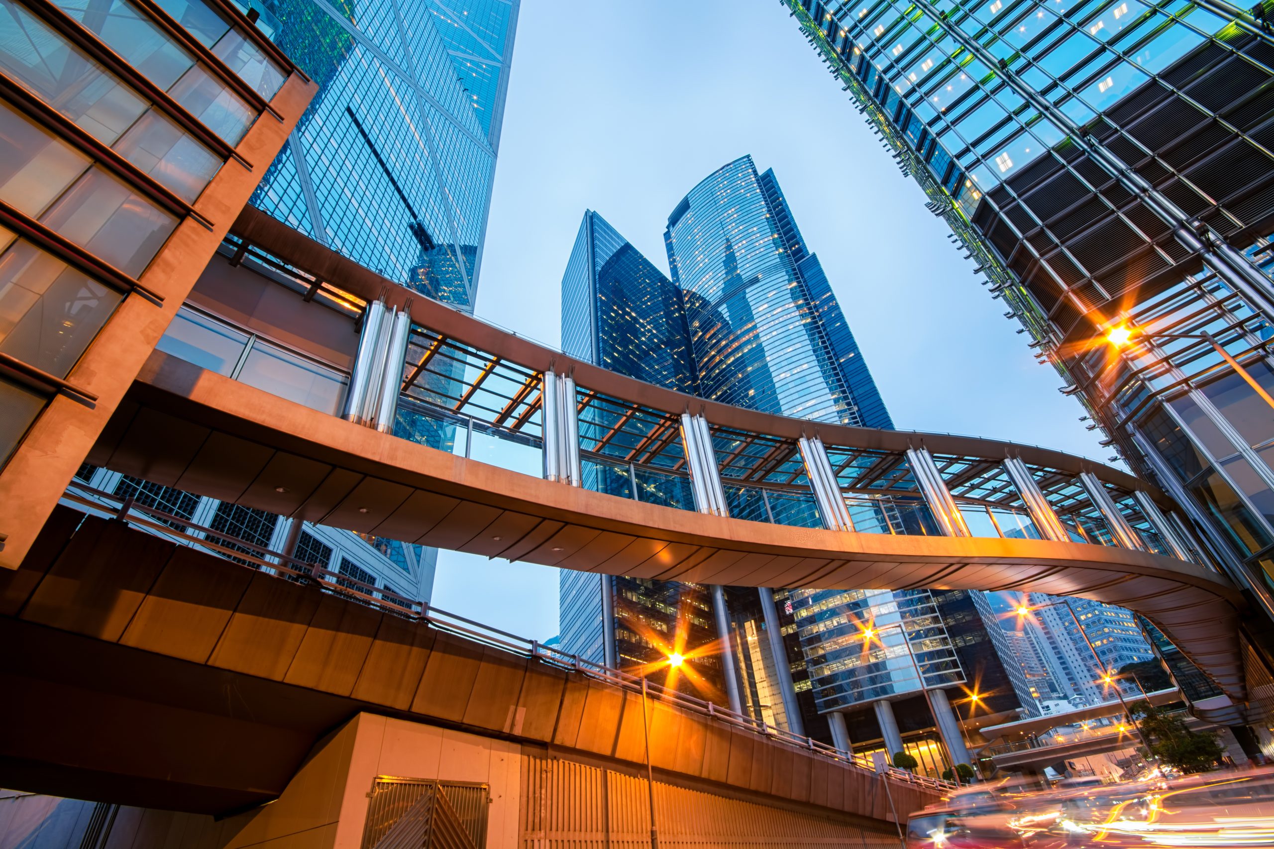 Modern office buildings in downtown Hong Kong