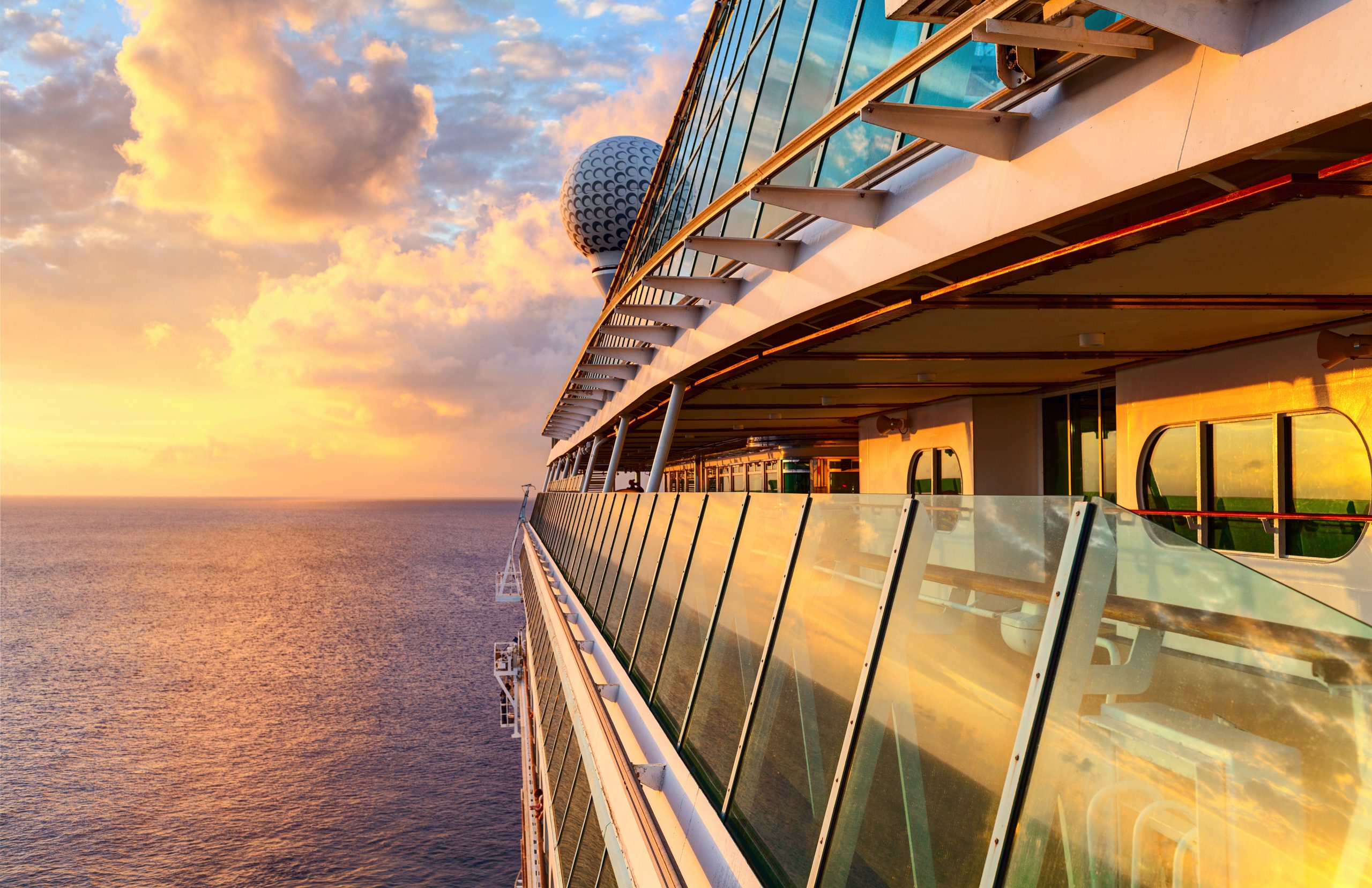 Sunset view from a boat deck