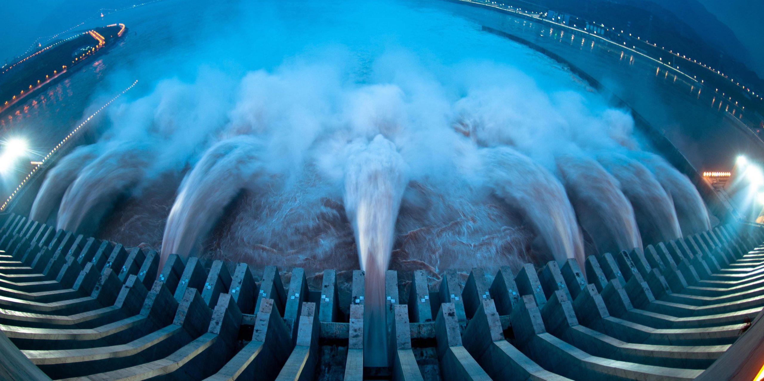 Water being released from a hydroelectric dam